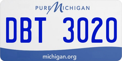 MI license plate DBT3020