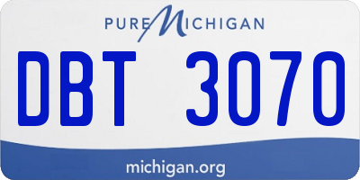 MI license plate DBT3070