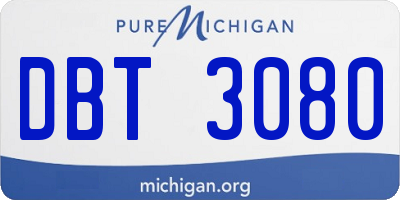 MI license plate DBT3080