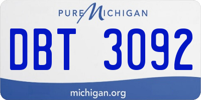 MI license plate DBT3092