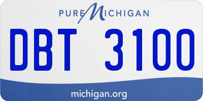 MI license plate DBT3100
