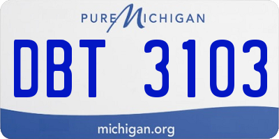 MI license plate DBT3103