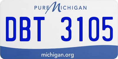 MI license plate DBT3105