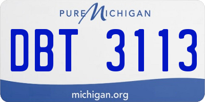 MI license plate DBT3113