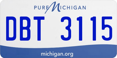 MI license plate DBT3115
