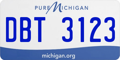 MI license plate DBT3123