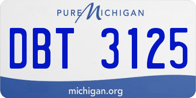 MI license plate DBT3125