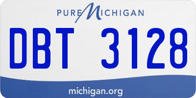 MI license plate DBT3128