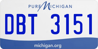 MI license plate DBT3151