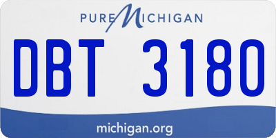 MI license plate DBT3180