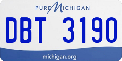 MI license plate DBT3190