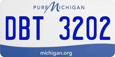 MI license plate DBT3202