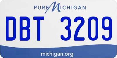 MI license plate DBT3209