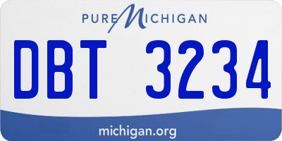 MI license plate DBT3234