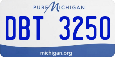 MI license plate DBT3250