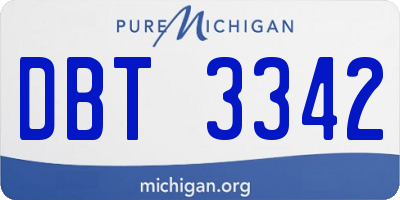 MI license plate DBT3342