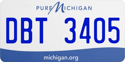 MI license plate DBT3405