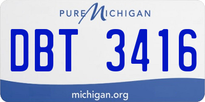 MI license plate DBT3416