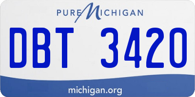 MI license plate DBT3420
