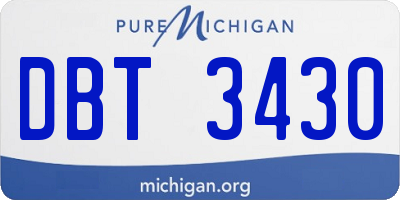 MI license plate DBT3430