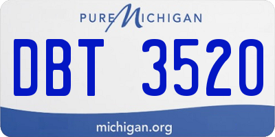 MI license plate DBT3520