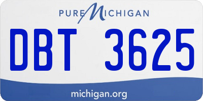 MI license plate DBT3625