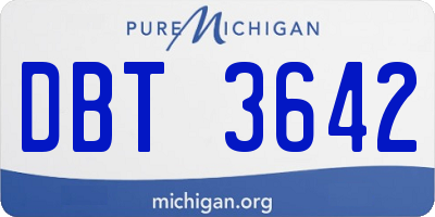 MI license plate DBT3642