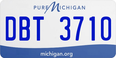 MI license plate DBT3710