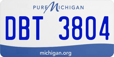 MI license plate DBT3804