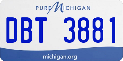 MI license plate DBT3881