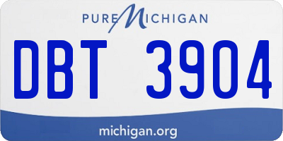MI license plate DBT3904