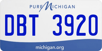 MI license plate DBT3920