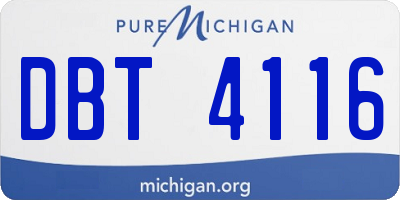 MI license plate DBT4116