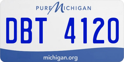 MI license plate DBT4120
