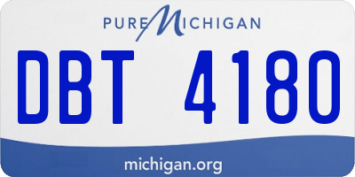 MI license plate DBT4180