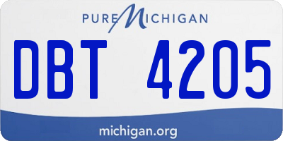 MI license plate DBT4205