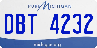 MI license plate DBT4232