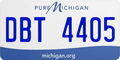 MI license plate DBT4405