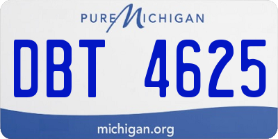 MI license plate DBT4625