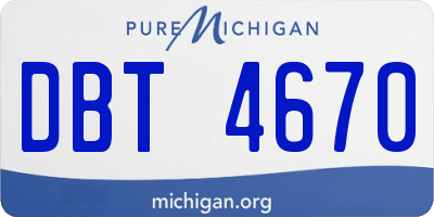 MI license plate DBT4670