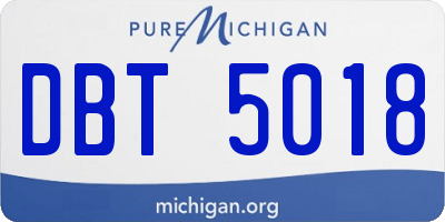 MI license plate DBT5018