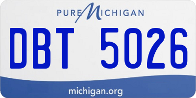MI license plate DBT5026