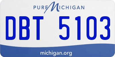 MI license plate DBT5103