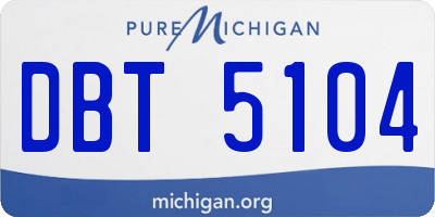MI license plate DBT5104