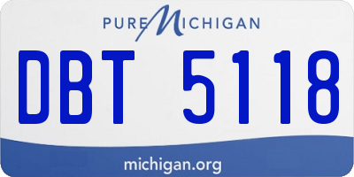 MI license plate DBT5118