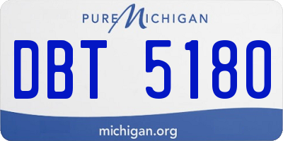 MI license plate DBT5180