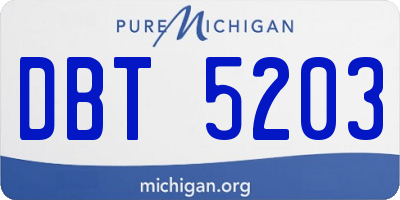 MI license plate DBT5203
