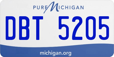 MI license plate DBT5205