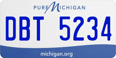 MI license plate DBT5234