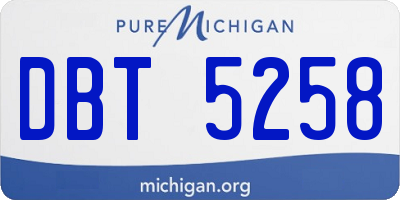 MI license plate DBT5258